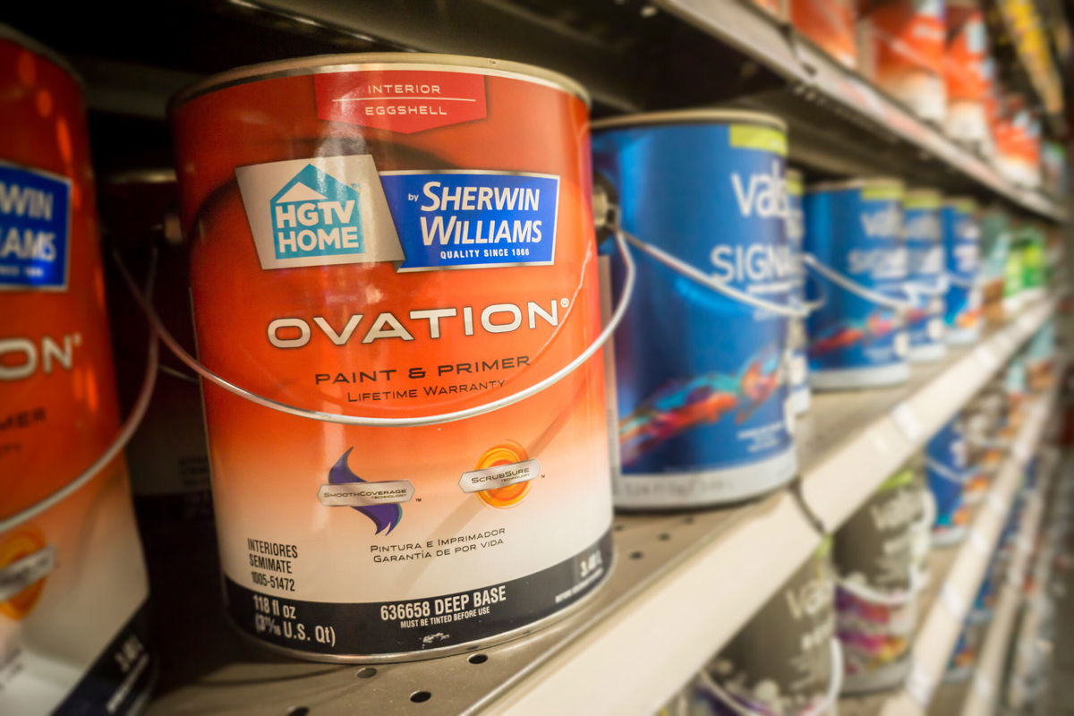 <i>Richard B. Levine/Zuma Press</i><br/>Cans of Sherwin-Williams brand paint are seen in a hardware store in New York on Monday