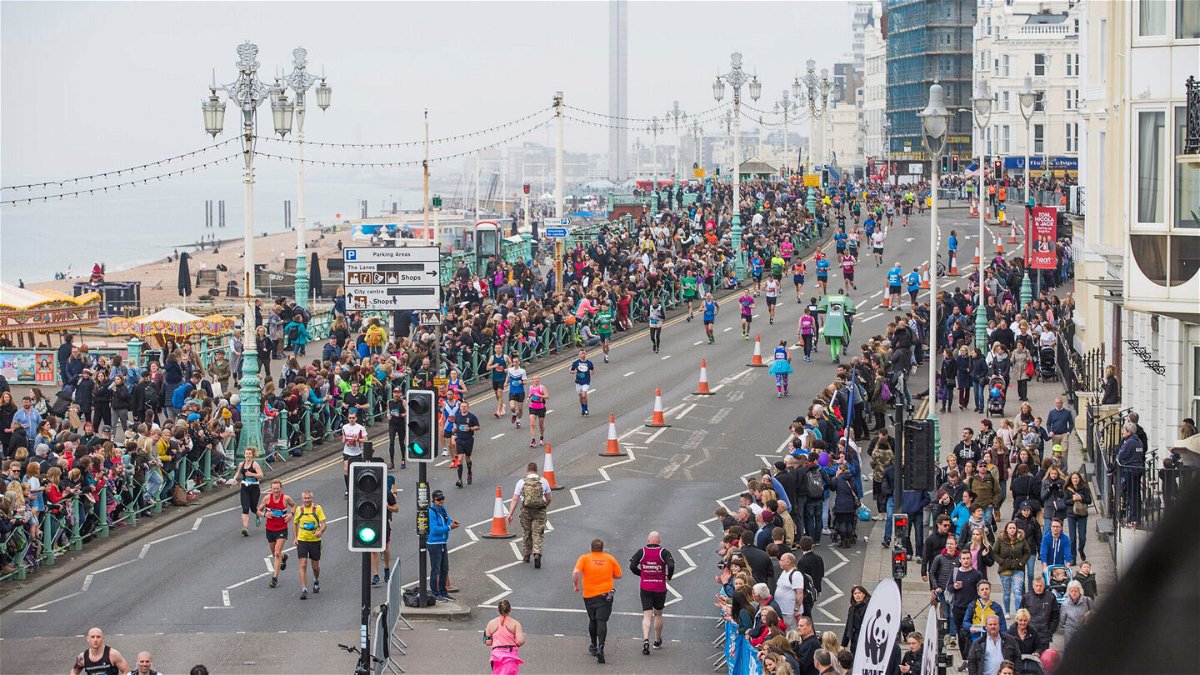 <i>Hugo Michiels/LNP/Shutterstock</i><br/>The organizers of Brighton Marathon apologized for making the course 500 meters too long. Pictured here is the 2018 Brighton Marathon.