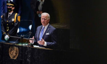 President Joe Biden delivers remarks to the 76th Session of the United Nations General Assembly on Tuesday in New York.