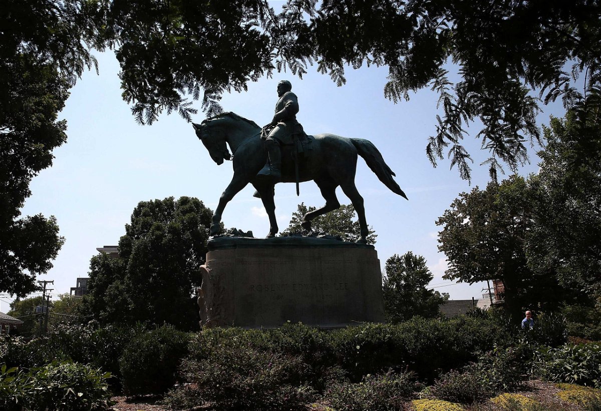 <i>Mark Wilson/Getty Images</i><br/>This statue of Lee once stood at a park in Charlottesville