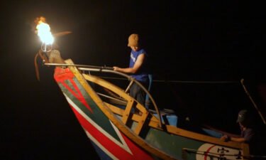 Taiwan's last remaining "fire fishing" boat is seen.