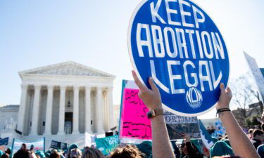 Activists supporting legal access to abortion protest during a demonstration outside the US Supreme Court in Washington