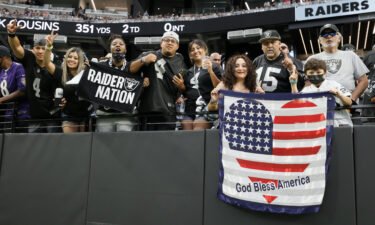 Fans cheer on the Raiders at Allegiant Stadium on Monday.