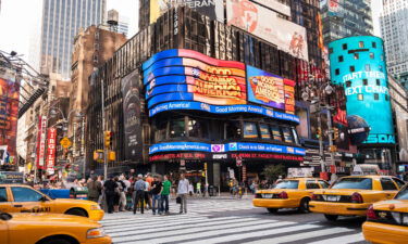 ABC News President Kim Godwin has infuriated her bosses over at Disney. Pictured is ABC Good Morning America News Show in Times Square