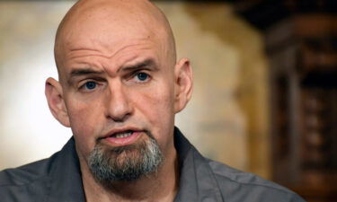 Pennsylvania Lt. Gov. John Fetterman speaks at a news conference in January 2019 at the governor's Capitol reception room in Harrisburg