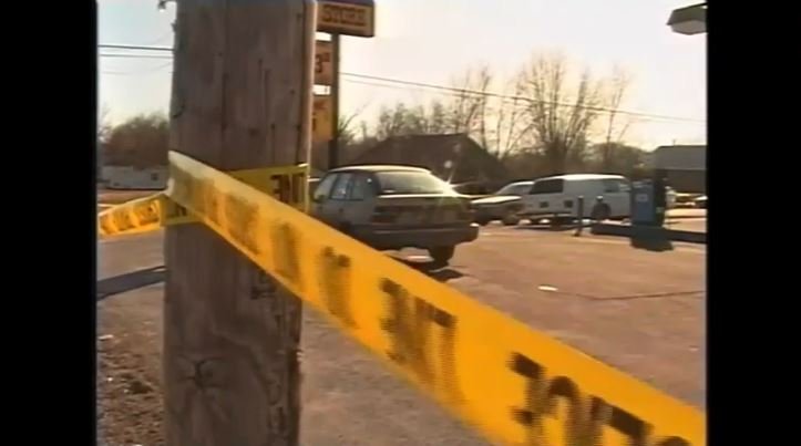 The scene after a triple murder at Casey's in Columbia in 1994.