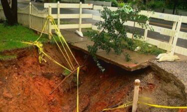A sinkhole located on private property along Montford Avenue in Asheville