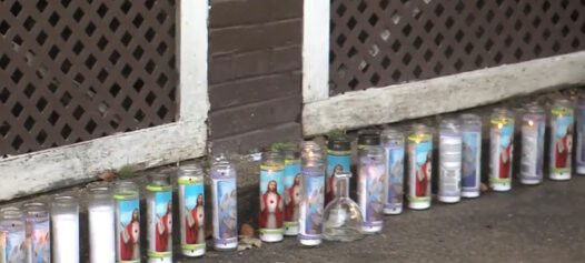 <i>WDJT</i><br/>Candles sit outside of the home of Vanessa Anderson