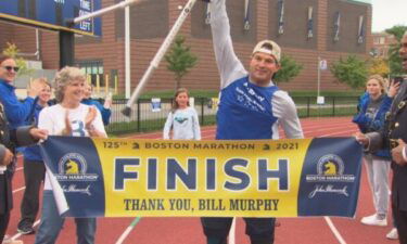 Bill Murphy finishes the Boston Marathon virtually on October 10 for the Make-A-Wish Foundation