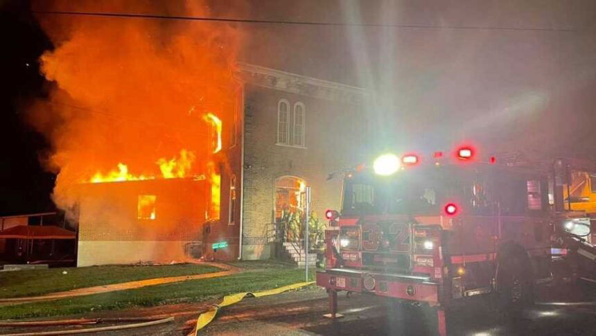 <i>Progress Fire 32 WGAL</i><br/>Fire engulfs the Dauphin-Middle Paxton Historical Society building on October 17 just hours after the organization's Heritage Day celebration.