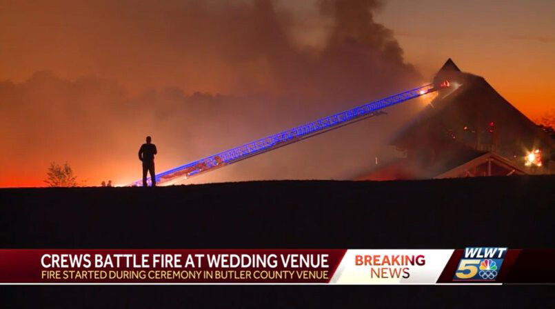 <i>WLWT</i><br/>Fire engulfs a building at Hanover Reserve in Butler County