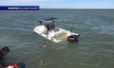 A Coast Guard photo shows the aftermath of a resuce that saved five people from their sinking boat on October 17.