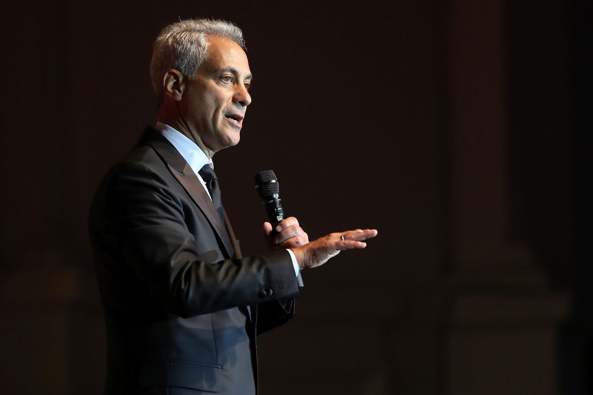 <i>Matthew Stockman/Getty Images</i><br/>Some Democrats are furious about Rahm Emanuel's  nomination to be the next US ambassador to Japan. Then-Chicago Mayor Rahm Emanuel is shown here addressing the Laver Cup Gala at the Navy Pier Ballroom on September 20