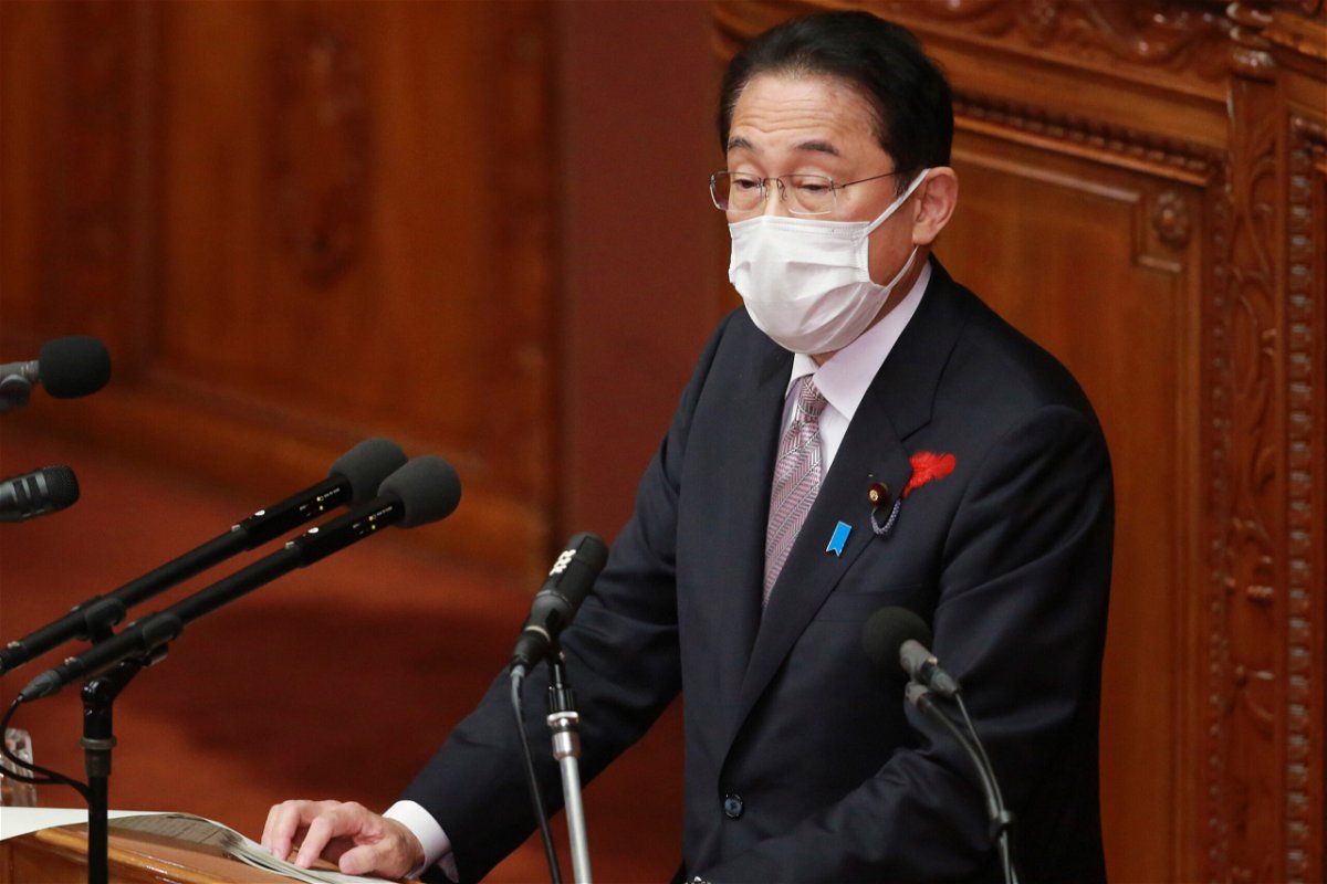 <i>Koji Sasahara/AP</i><br/>Japan's Prime Minister Fumio Kishida dissolved Parliament's lower house on Thursday. Kishida is shown here during a speech at the lower house of Parliament in Tokyo