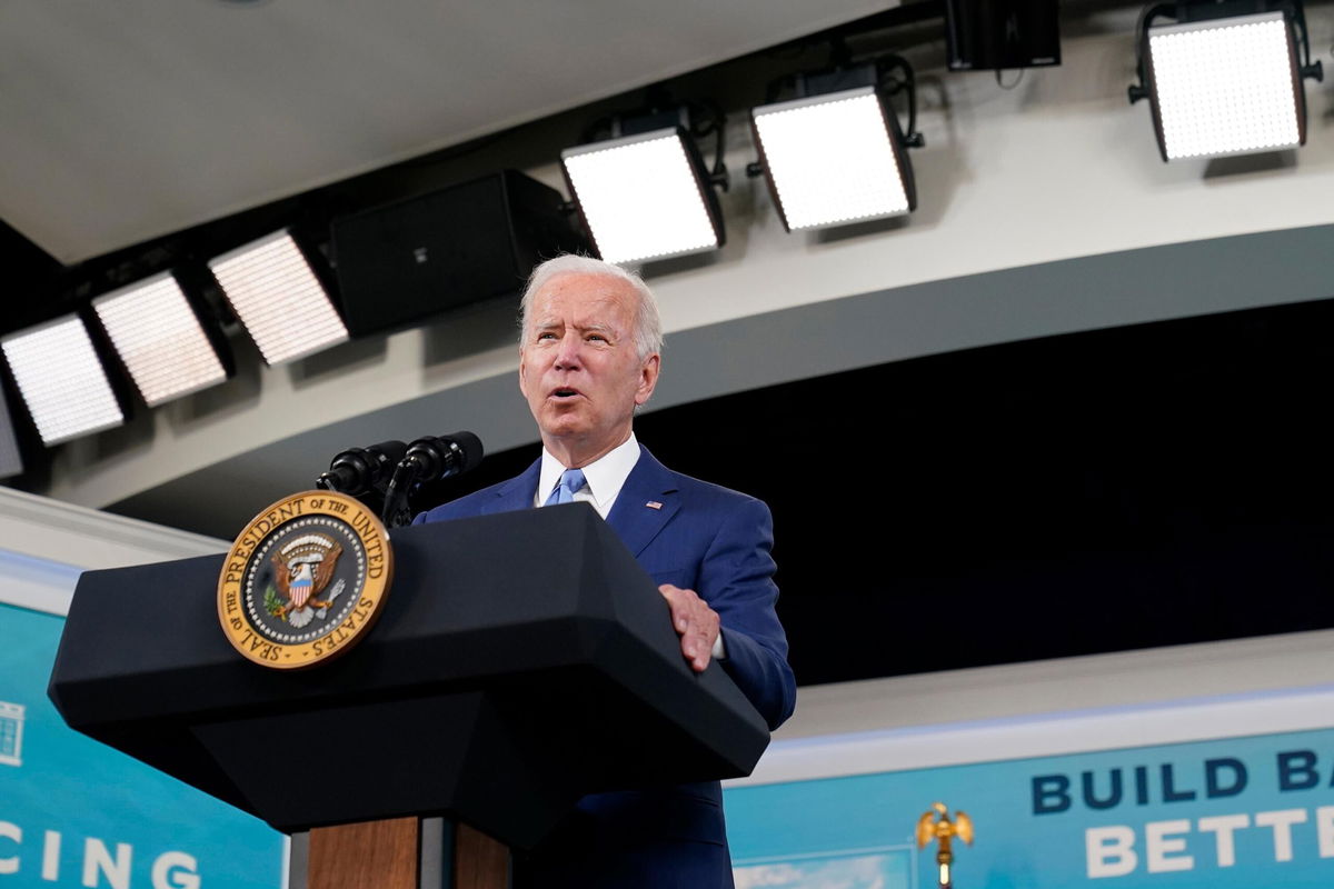 <i>Susan Walsh/AP</i><br/>President Joe Biden speaks about the September jobs report