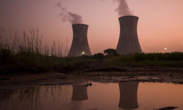 Cooling stacks at a coal-fired power plant in Uttar Pradesh