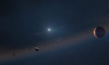 An artist's rendition of a newly discovered Jupiter-like exoplanet orbiting a white dwarf