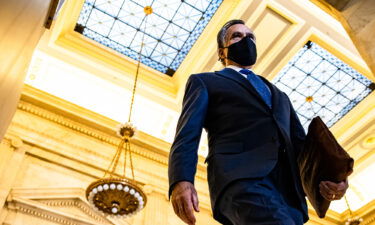 Republican Sen. Mitt Romney on Sunday defended the filibuster and blasted Democrats calling for its elimination. Romney is shown here leaving the Senate GOP policy luncheon in the Rayburn Senate Office Building on Capitol Hill on March 2