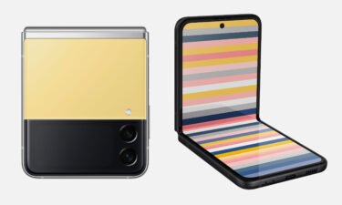 Samsung's new customizable Flip 3 smartphone is seen.