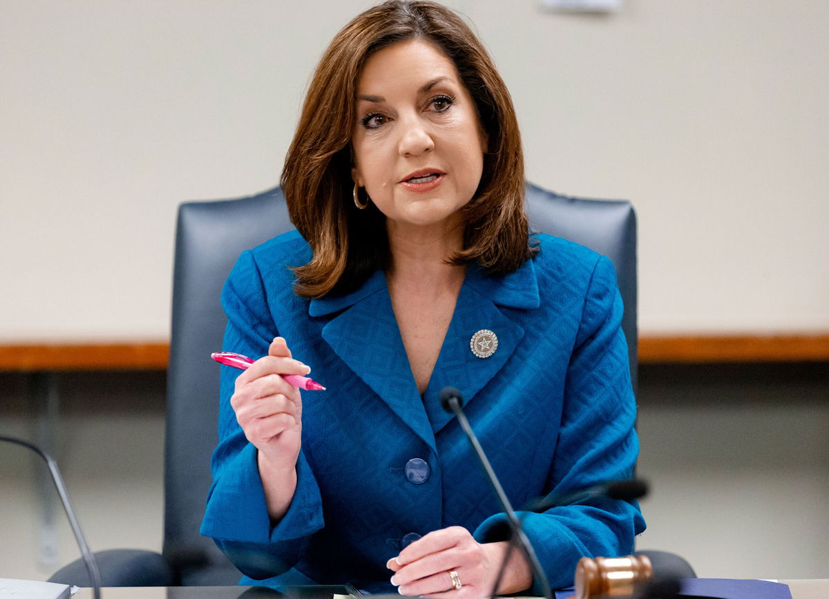 <i>Chris Landsberger/The Oklahoman/AP</i><br/>Oklahoma's State Superintendent of Public Instruction Joy Hofmeister speaks in Oklahoma City on March 16