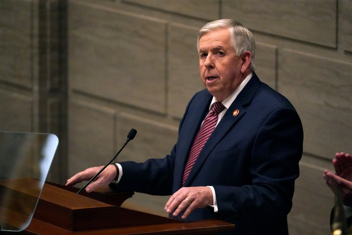 <i>Jeff Roberson/AP</i><br/>Missouri Gov. Mike Parson on Thursday called for an investigation of a journalist for finding