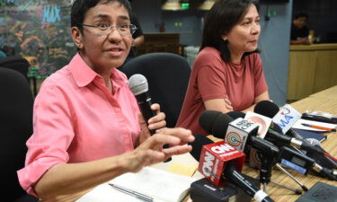 Maria Ressa during a press conference in Manila in 2018.