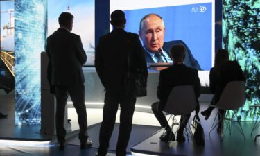 President Vladimir Putin has rejected accusations that Russia is deliberately driving natural gas prices higher in Europe by withholding exports. Putin is seen in a broadcast address in Moscow on October 13.