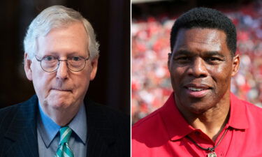 Senate Republican leader Mitch McConnell (left) is backing former football star Herschel Walker's (right) Senate bid in Georgia