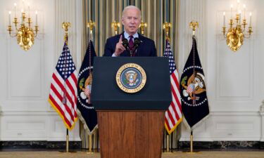 President Joe Biden delivers remarks on the debt ceiling during an event in the State Dining Room of the White House