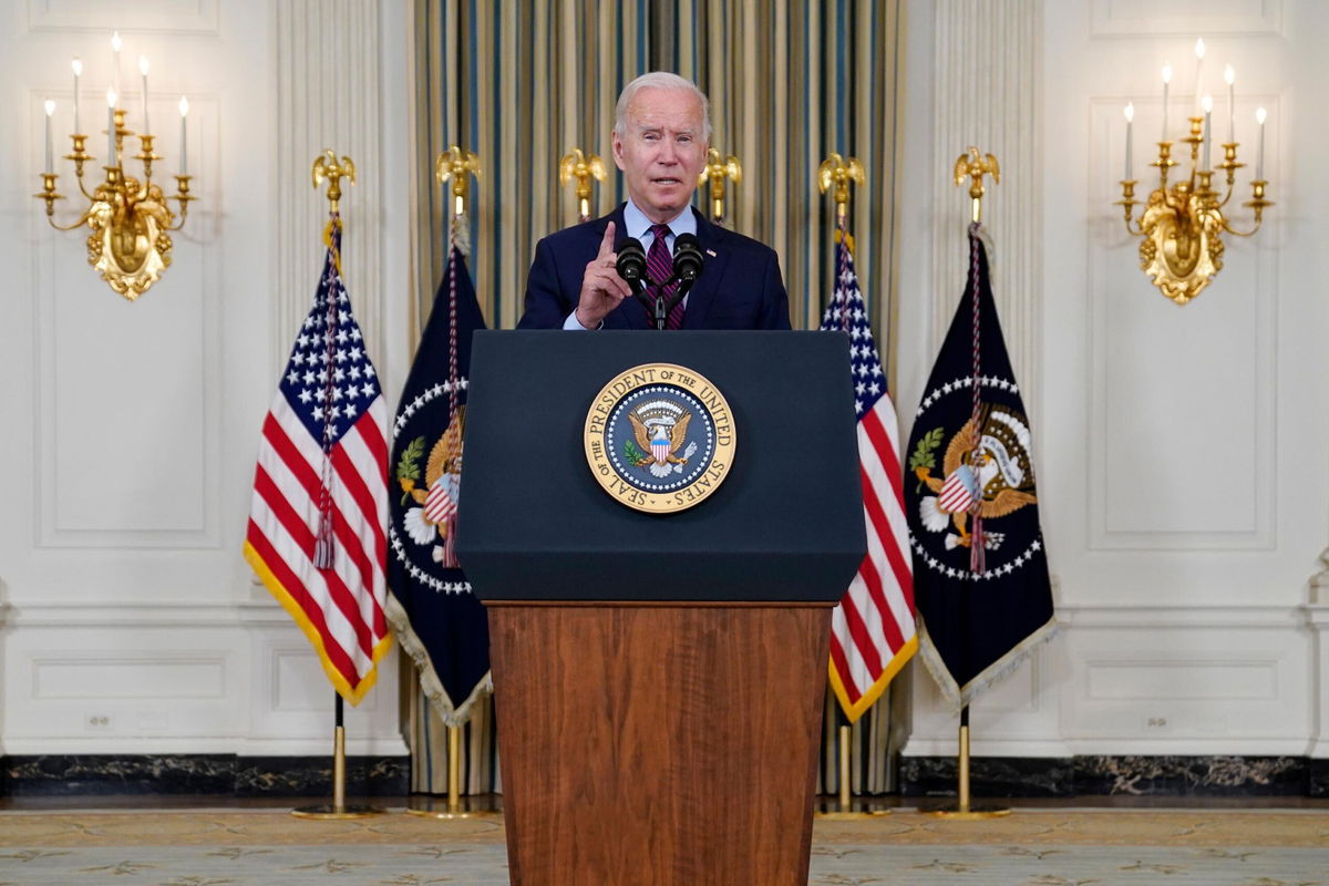 <i>Evan Vucci/AP</i><br/>President Joe Biden delivers remarks on the debt ceiling during an event in the State Dining Room of the White House