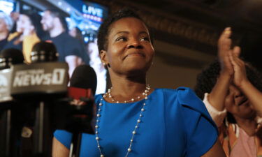 Democratic Buffalo mayoral primary candidate India Walton delivers her victory speech after defeating incumbent Byron Brown