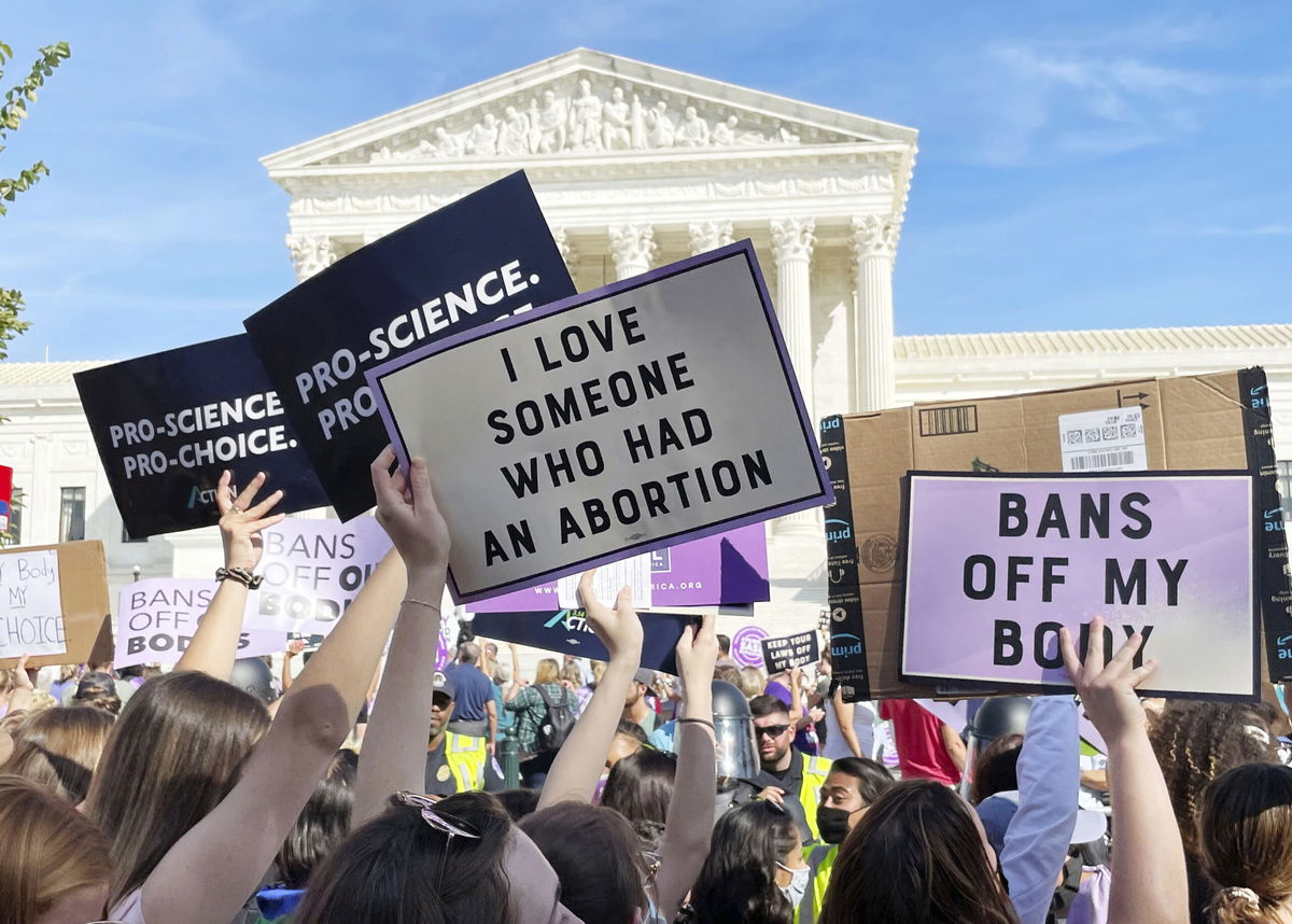 <i>zz/STRF/STAR MAX/IPx/AP</i><br/>The Justice Department formally asked the Supreme Court Monday to step in and block a controversial Texas law that bars most abortions after six weeks of pregnancy while legal challenges play out. Atmosphere at The Women's March 'Rally For Abortion Justice' is shown here in Washington