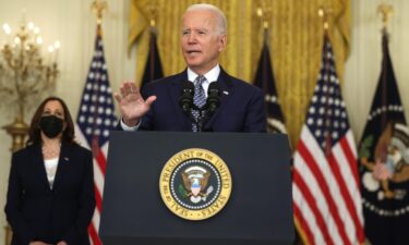 The White House is under mounting pressure to get results on voting rights legislation. U.S. President Joe Biden (R) and Vice President Kamala Harris (L) are shown here during in the East Room of the White House August 10