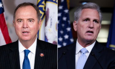 Democratic Rep. Adam Schiff (L) on Tuesday referred to House Minority Leader Kevin McCarthy (R) as an "insurrectionist in a suit and tie