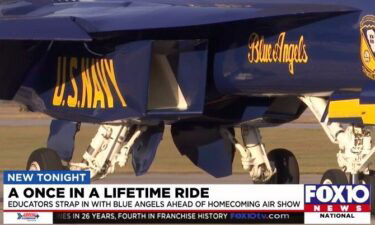 Two educators get to ride along with the Blue Angels ahead of the their homecoming show.