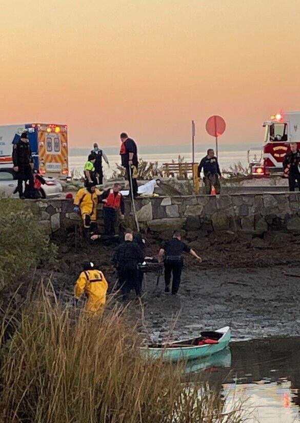 <i>WFSB via Westport Police</i><br/>Westport police said they rescued a man who fell into the water at Saugatuck Shores the morning of Nov. 9.