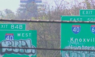 A sign on a Nashville highway is causing a problem for drivers after it was covered by graffiti.