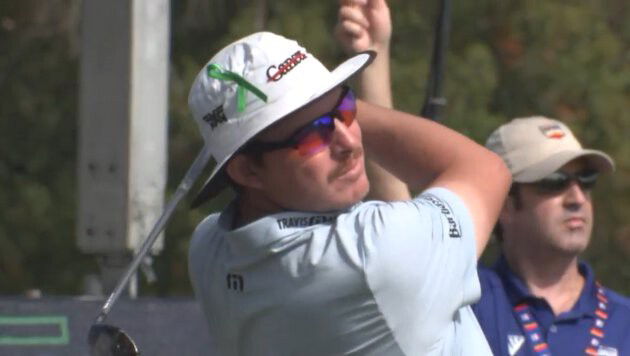 <i>KTRK</i><br/>Joel Dahmen wears a  MD Anderson Cancer Center strike-out cancer hat at the Houston Open. Dahmen is a testicular cancer survivor