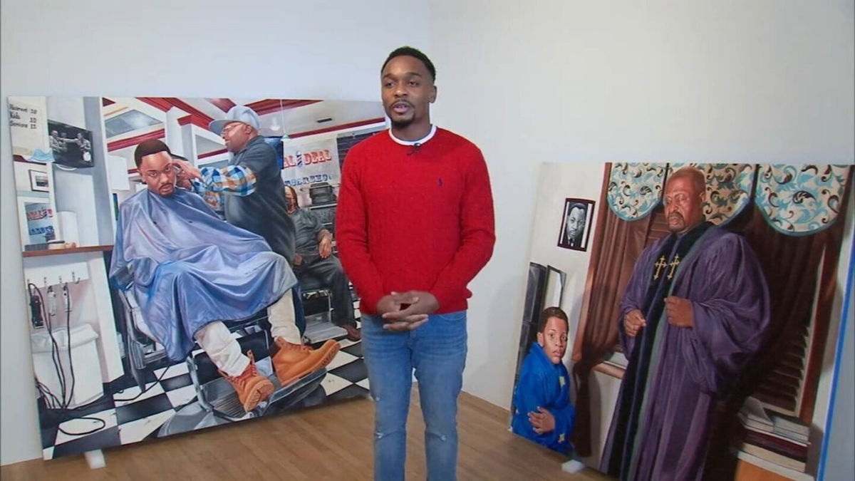 <i>WABC</i><br/>Artist Tyler Ballon paints work depicting Black culture.