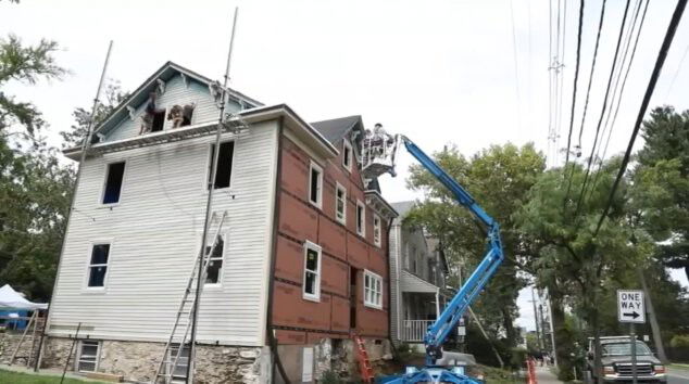 <i>WABC</i><br/>Workers continue the restoration work on the birthplace of famed singer and activist Paul Robeson in Princeton