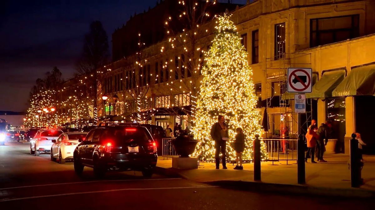 <i>WLOS</i><br/>A 20-foot-plus Christmas tree now sits at the corner of Page Avenue and Battle Square Park in the Grove Arcade.