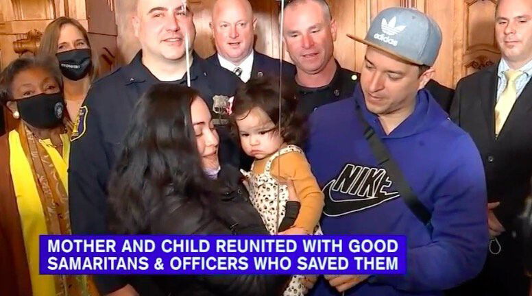 <i>WABC</i><br/>A mother and baby who were rescued after they were trapped underneath a car in a crash in Westchester County were reunited with the police officers and good Samaritans who lifted the vehicle off of them. They all came together at Yonkers City Hall Wednesday to meet for the first time