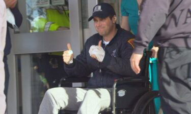 Manchester Fire Captain Steve DesRuisseaux is released from Mass General Hospital.