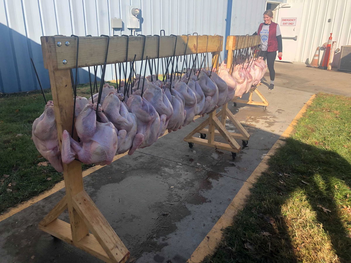 Turkeys are ready to fry at the Rotary Club's fundraiser Thursday, Nov. 25, 2021.