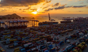 Cargo ships loading exhibits for the China International Import Expo are seen at the container terminal of Shanghai Yangshan Deep Water Port in Shanghai