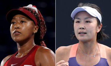 Tennis superstar Naomi Osaka (L) has become the latest athlete to voice concern over Peng Shuai (R)