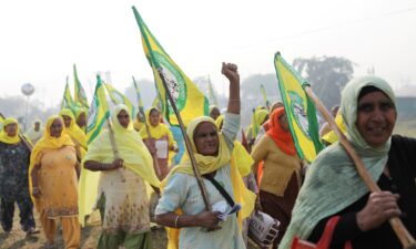 Farmers gather to mark the first anniversary of their protests on the outskirts of Delhi