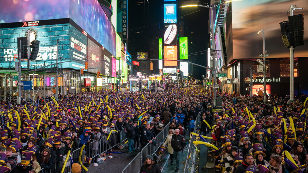 <i>David Dee Delgado/Getty Images</i><br/>Revelers at Times Square during the New Year's Eve celebration on December 31