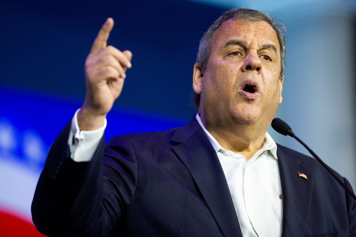 <i>Ellen Schmidt/Las Vegas Review-Journal/AP</i><br/>Former New Jersey Gov. Chris Christie said he believes the insurrection at the US Capitol on January 6 was the result of former President Donald Trump's lie that the 2020 presidential election was stolen. Christie is shown here during a speech in Las Vegas