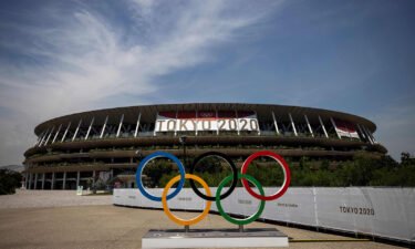 World Athletics finds female athletes were target of 87% of all online abuse at 2020 Tokyo Olympic Games. This picture shows the Olympic rings and Olympic Stadium in Tokyo on July 20.